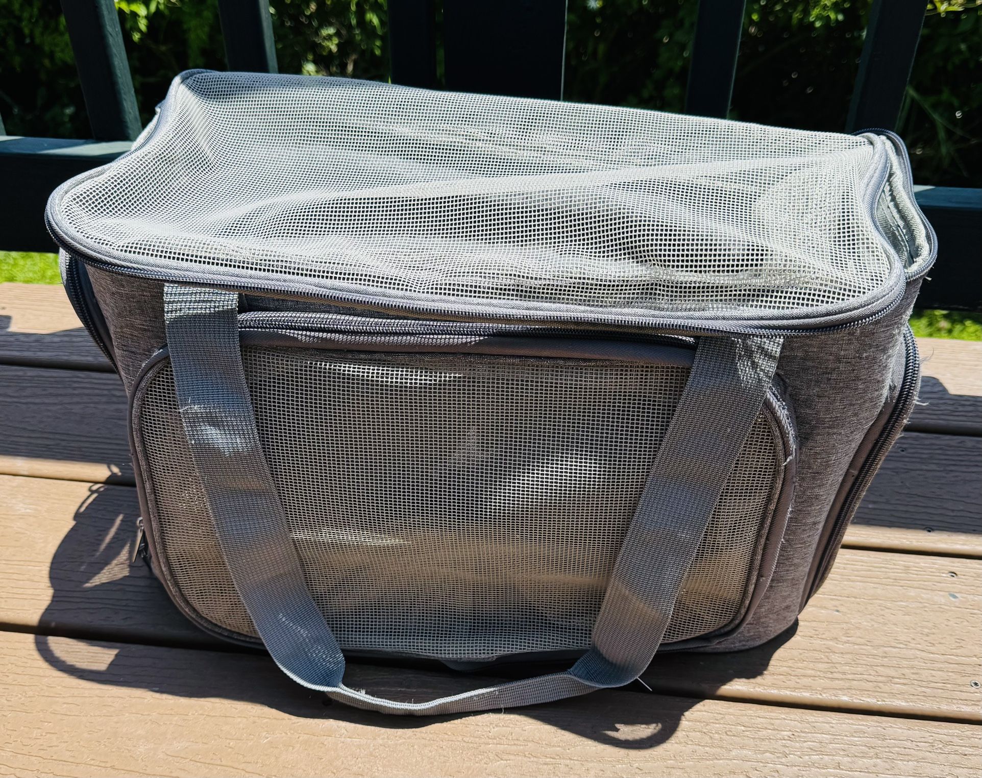 Pet Carrier Small Cat Dog - Soft Fabric - Expandable 11”H x 17”L 10”W Used - $15