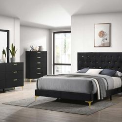New 4pc Queen Bedroom Set Queen Bedframe Dresser Mirror Nightstand