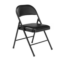 ⚜️Set of 4 National Public Seating Folding Chairs - Black Vinyl Padded - Stackable⚜️