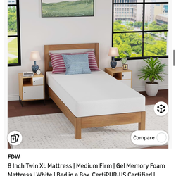 Twin XL foam mattress and metal frame