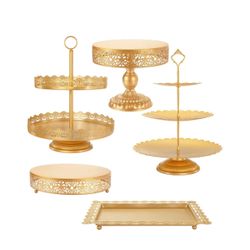 Gold Cake Stand 5 Pcs (New In Box)