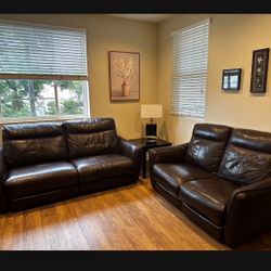 Leather Recliner Sofa  & LoveSeat ,Reclining, Comfortable, Some Leather Wear