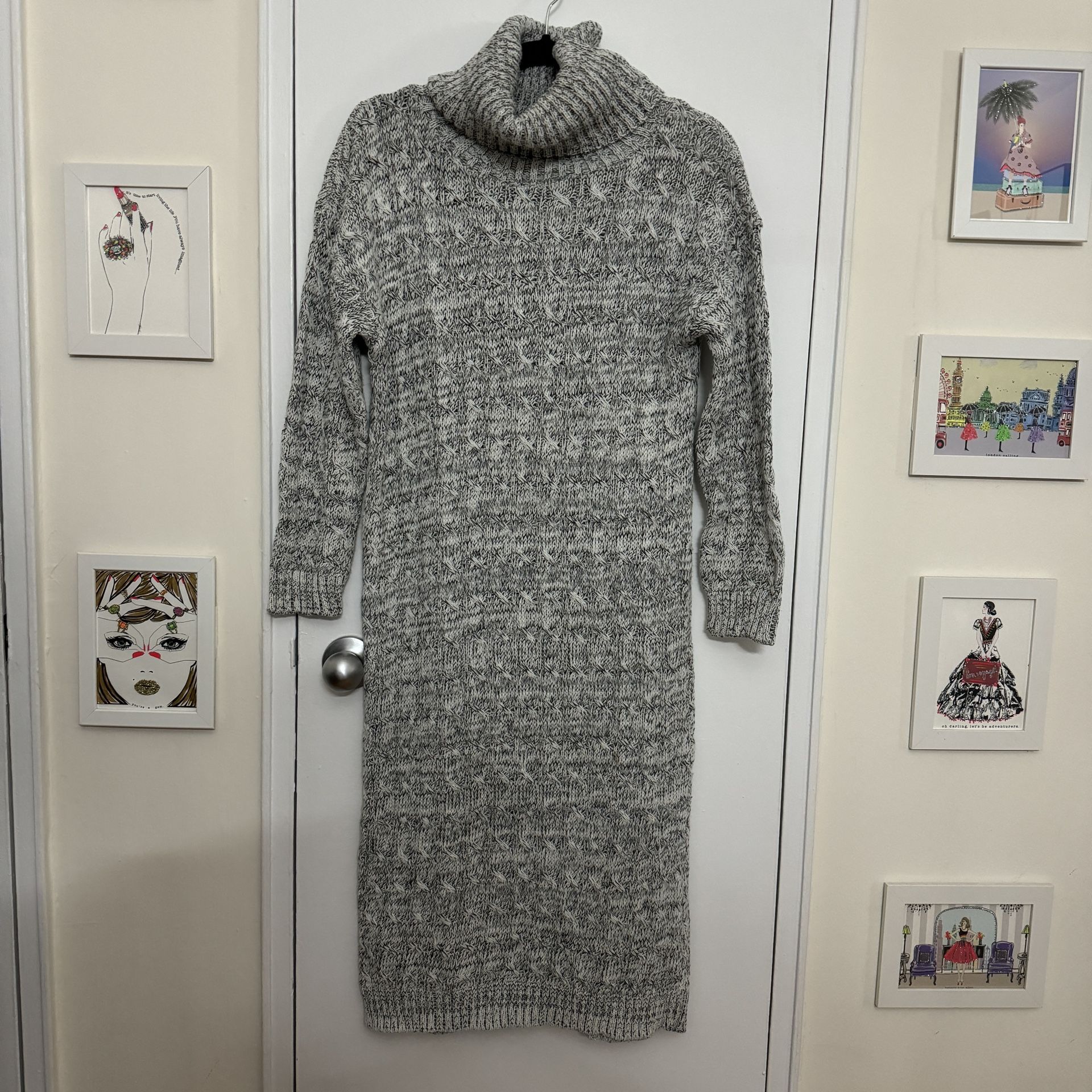 ASOS Cozy Gray Turtleneck Knit Sweater Dress Midi XS