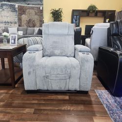 New In Box Ronan Manual Reclining Chair With Led Lighting And Storage Arms