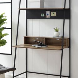 Walker Edison Metal And Wood Computer Desk And 2 Storage Bookshelves