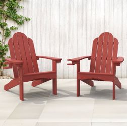 2X Red HDPS all weather Adirondack chair with cup holder