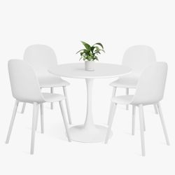 Mid Century Modern Round Dining Table Set for 4 with Chairs in Dining Room, Small Kitchen, Office, Cafe, Restaurants