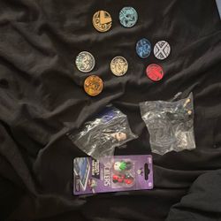 Bunch Of Pokemon Coins And Anime Figures 