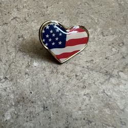 American Flag Heart Lapel Pin