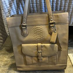 COACH Charlie Embossed Python Leather Tote Bag