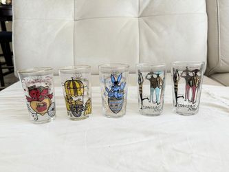 Set of 5 Vintage Mid Century Drinking Glasses - Sasaki Glass Tokyo