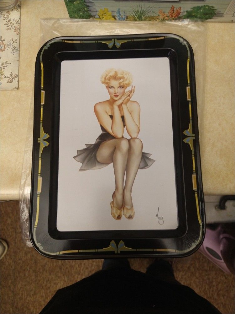 Alberto Vargas Painting On Tin Tray