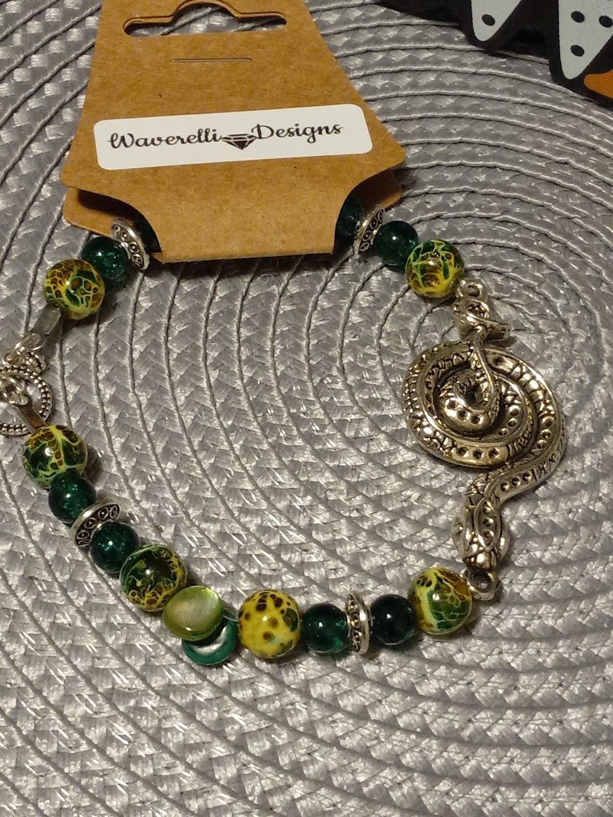 Reptile Snake Green Yellow Bracelet 