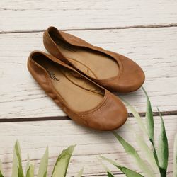 Lucky Brand Emmie Leather Flats Size 7 Bourbon Color