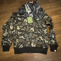 BAPE Space Camo Shark Full Zip Hoodie 'Black'