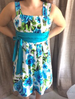 Dress Blue Floral - Girls