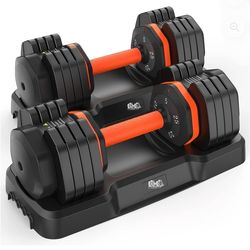 JPGO Adiustable Dumbbells Set 25LB A Pair Dumbbells Neiahts. 5 in 1 Free Weights 5/10/15/20/25lb/50lb Dumbbel with Anti-Slip Handle, Suitable for Home