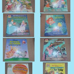 Disneyland Walt Disney Record & Book Read-Along Lot Of 8 Cinderella Others NO TAPES VTG