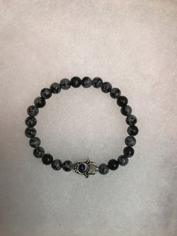 Snow flake obsidian bracelet