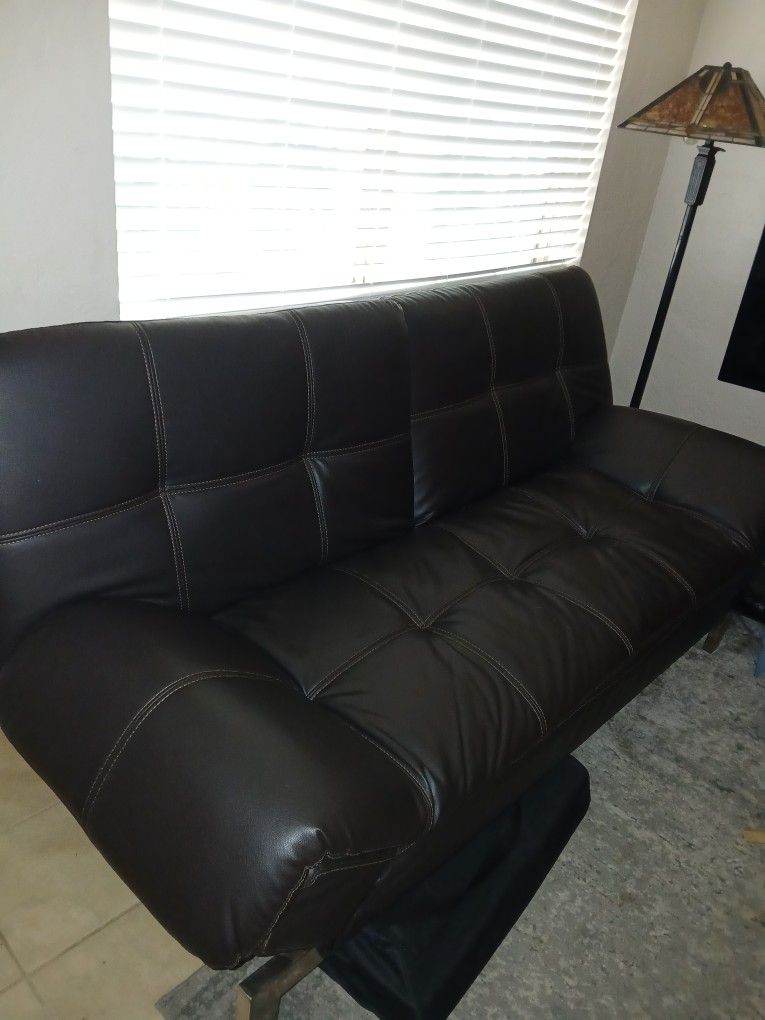 Dark Brown Letter Futon Couch