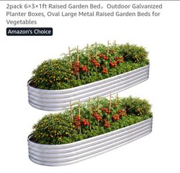 2-Pack Galvanized Oval Raised Garden Beds 6x3x1ft