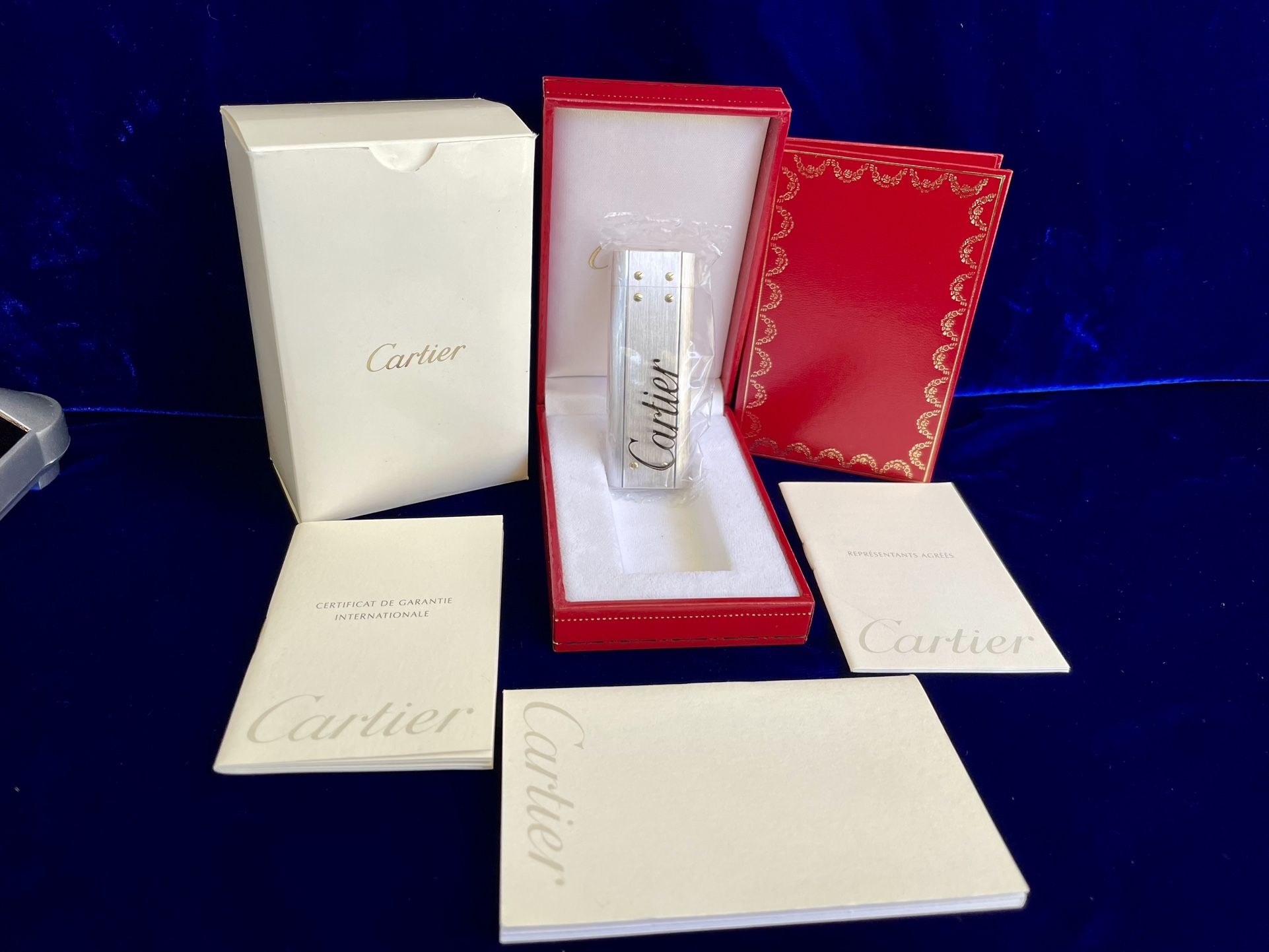 Vintage Santos Cartier Lighter Palladium 18K Gold Screw...