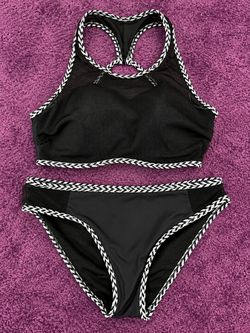 Profile Blush Black Mesh Two-Piece Bikini Swimsuit Set – Size S