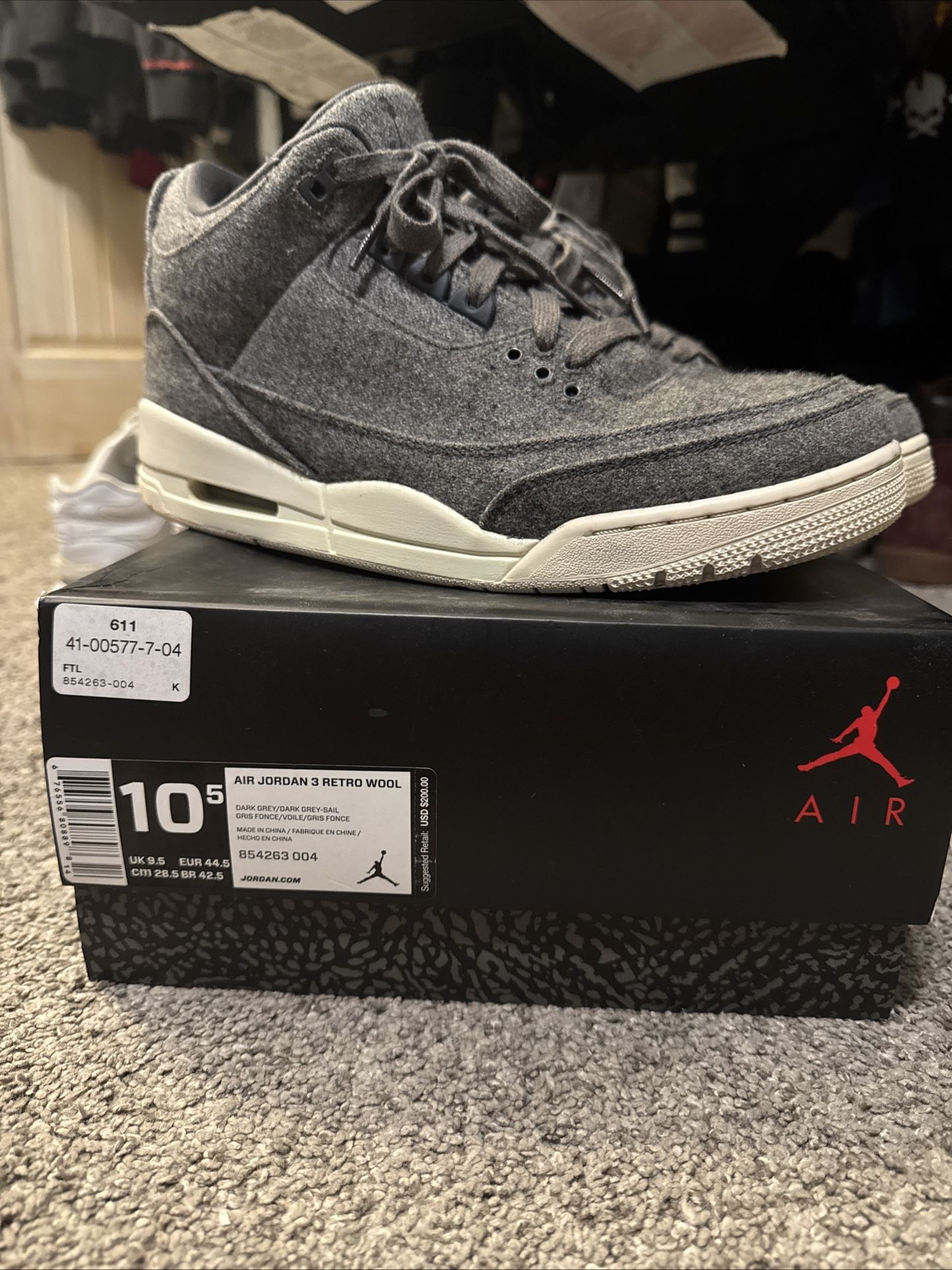 Air Jordan Retro 3 Wool Men’s Size 10.5