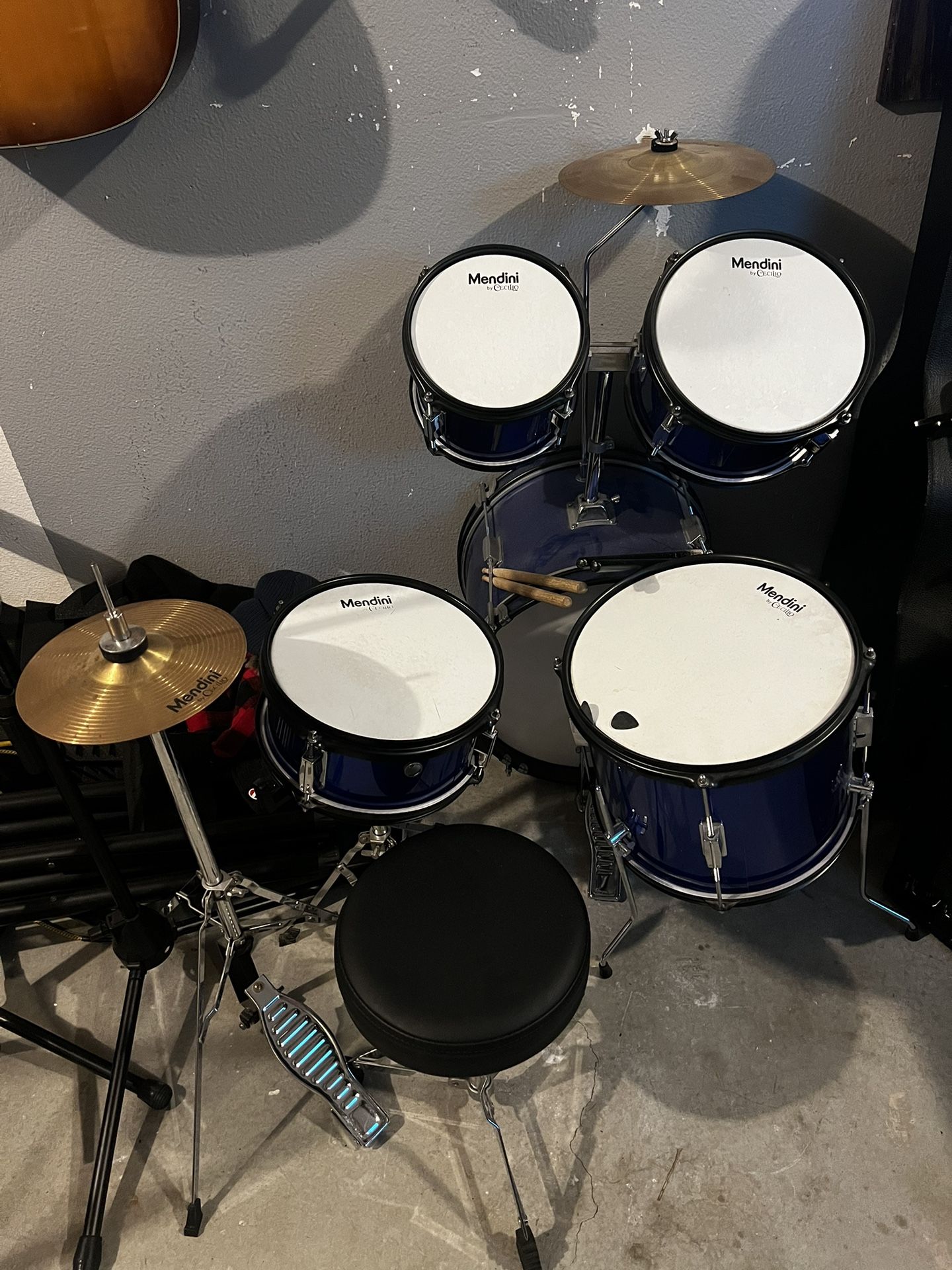 Mendini Kids Drum Set 5 Piece Full 16in Youth Drumset with Bass, Toms