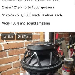 2 New Prv 12" Speakers