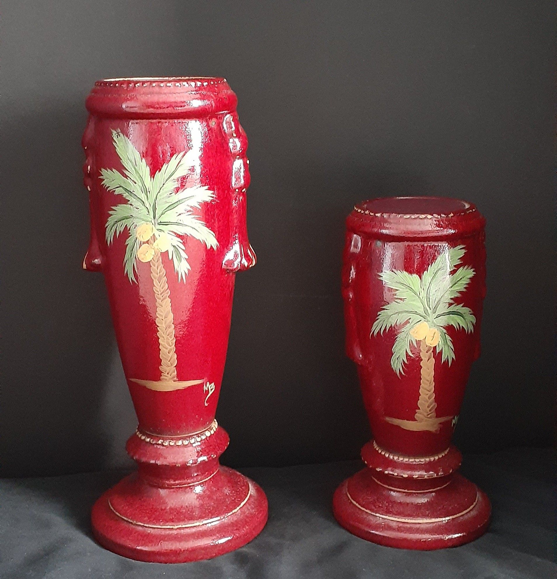 (2) Decorative Palm Tree Candle Holders