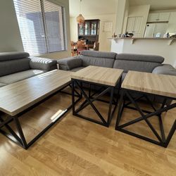 ✨ Living Spaces Coffee Table + 2 End Tables – Matching Set ✨