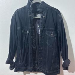 Black Oversized Denim Jacket with Tags