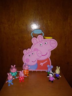 7 Peppa Pig Figures & Carring Case