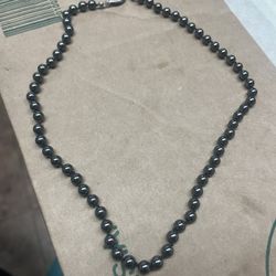 Black Round Pearl Necklace