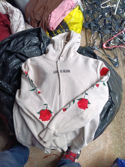 Love Is Blind Rose Embroidered Hoodie