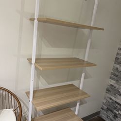 Wood Ladder Bookshelf 5-Tier, White Frame Bookcase | Black Friday Deal