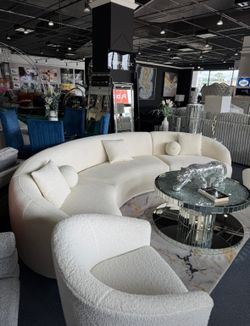 $39 Down! Bonita Ivory Bou le Curved Sectional sofa ! SALA ELEGANGE NUEVA 