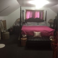 King Size Cherry Wood Poster Bedroom Set 