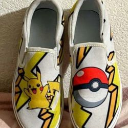 Pikachu Slip Ons Like new size 4.5 to 5 -