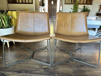 West Elm Leather Lounge Chairs