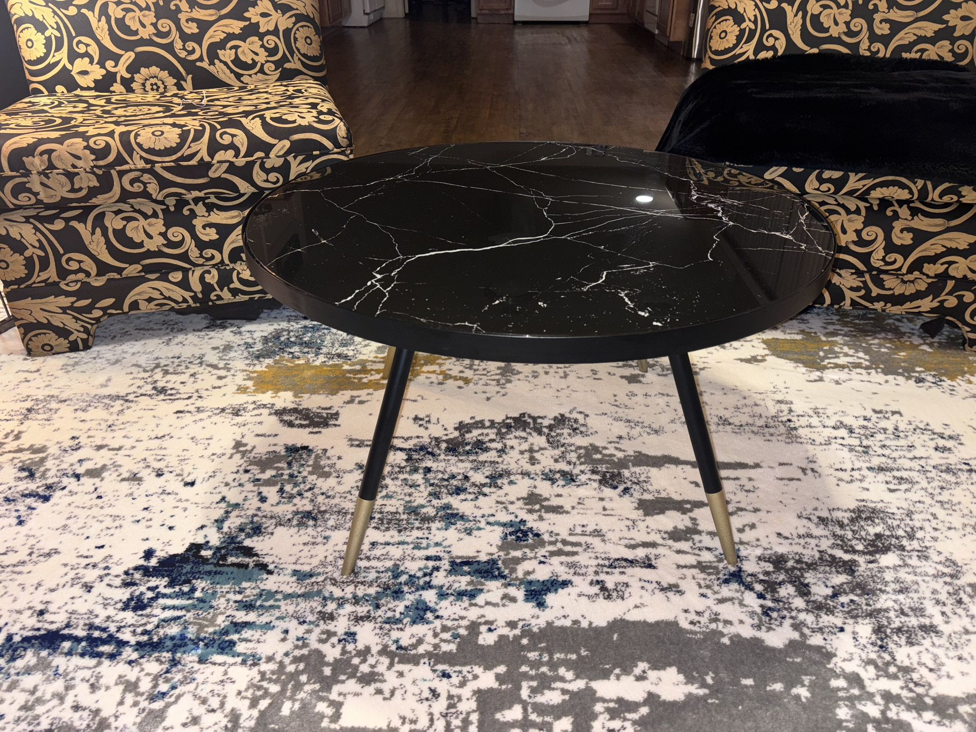 Small Glass Marble Top Coffee Table