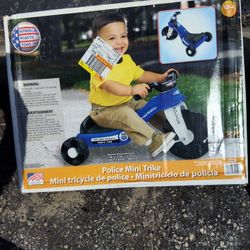 Kids Police Mini Trike Hasn't Been Put Together Box Is A Little Damaged