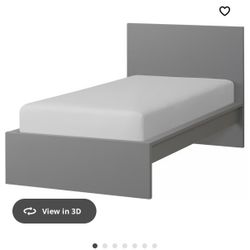IKEA Malm Gray Twin Bed Set & Matching Nightstand 