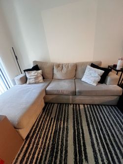 Light Gray Fabric Sectional Sofa with Chaise