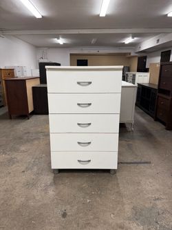 Tall White 5 Drawer Dresser