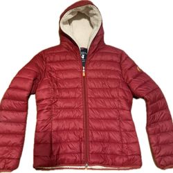 Save the duck ultra light jacket size 1 S  two way zipper with Hood burgundy/ red  Woman teen Girl 