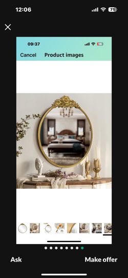 Round Mirror, 24''Baroque Style Wall Mirror Metal Frame Circle Mirrors for Entryway, Living Room or Bedroom,Retro