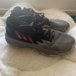 Adidas, Dame 8’s, Black/red/grey, Size 11.5