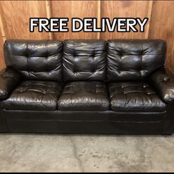 Black Leather Couch Sofa - Free Delivery 